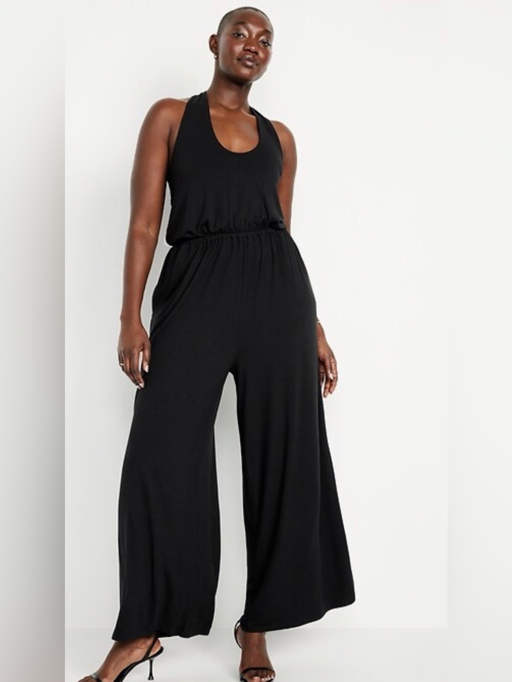 Old Navy Black Wide-Leg Halter Jumpsuit - Picture 3 of 4